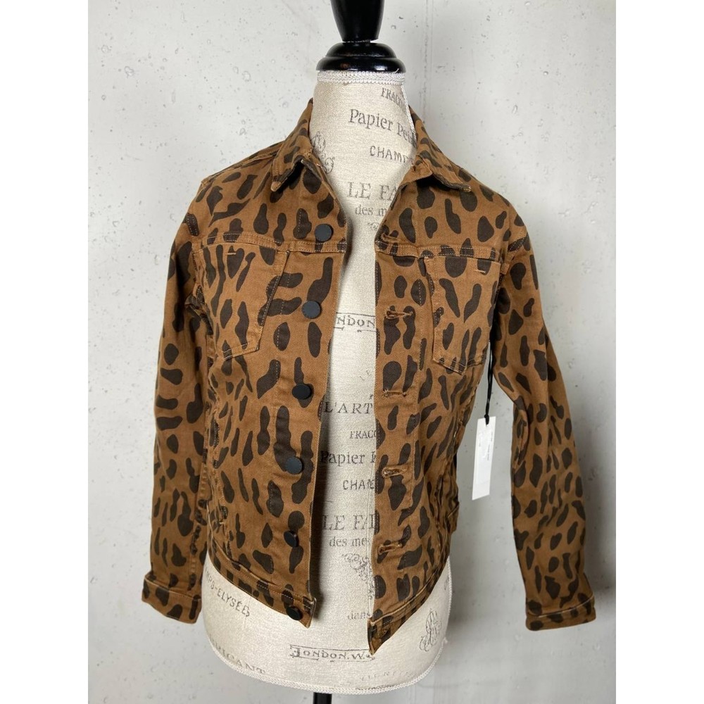 NWT L’AGENCE Celine Cheetah Print Denim Jacket Size S MSRP $365 - Picture 3 of 9